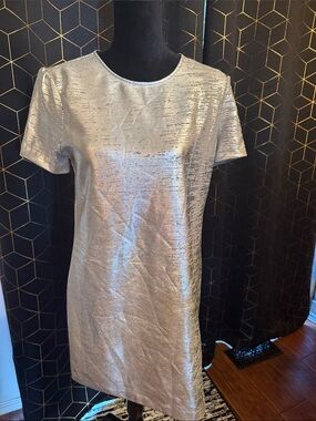 Metallic Silver Shift Dress